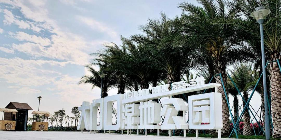 定家湾工业园区大门口湿地木龙湖公园